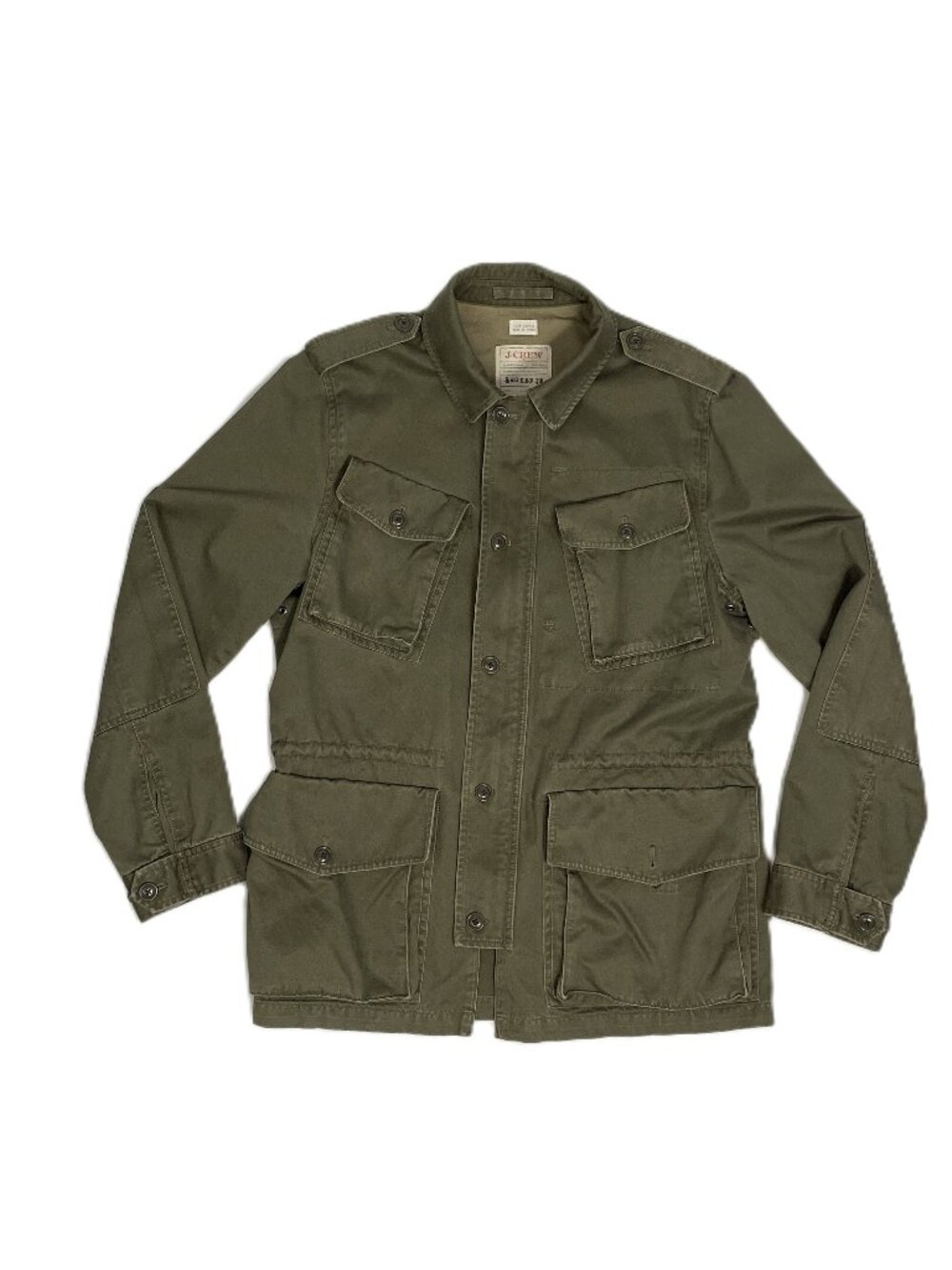J.Crew Broken In Jacket Men Sz Med Army Green Canvas Military Field Coat Utility